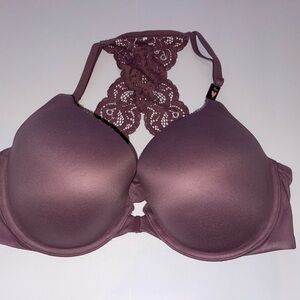 Victoria's Secret Mauve  Racerback Perfect Shape Lace Detail Bra 36D NWTS